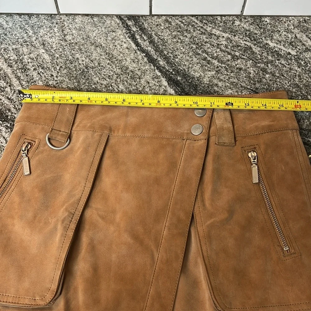Free People Tan Carson Utility Faux Leather Wrap Skirt Size 4 - Picture 5 of 6